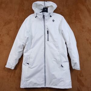 HELLY HANSEN Winter Coat Womens Large White Mid Length Hooded Parka BELFAST
